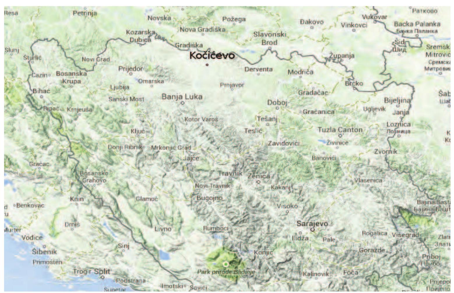 Figure 17: Location map of the site of Kocicevo  The neolithic site of Kocéi¢evo e Neolitski lokalitet Koci¢evo  