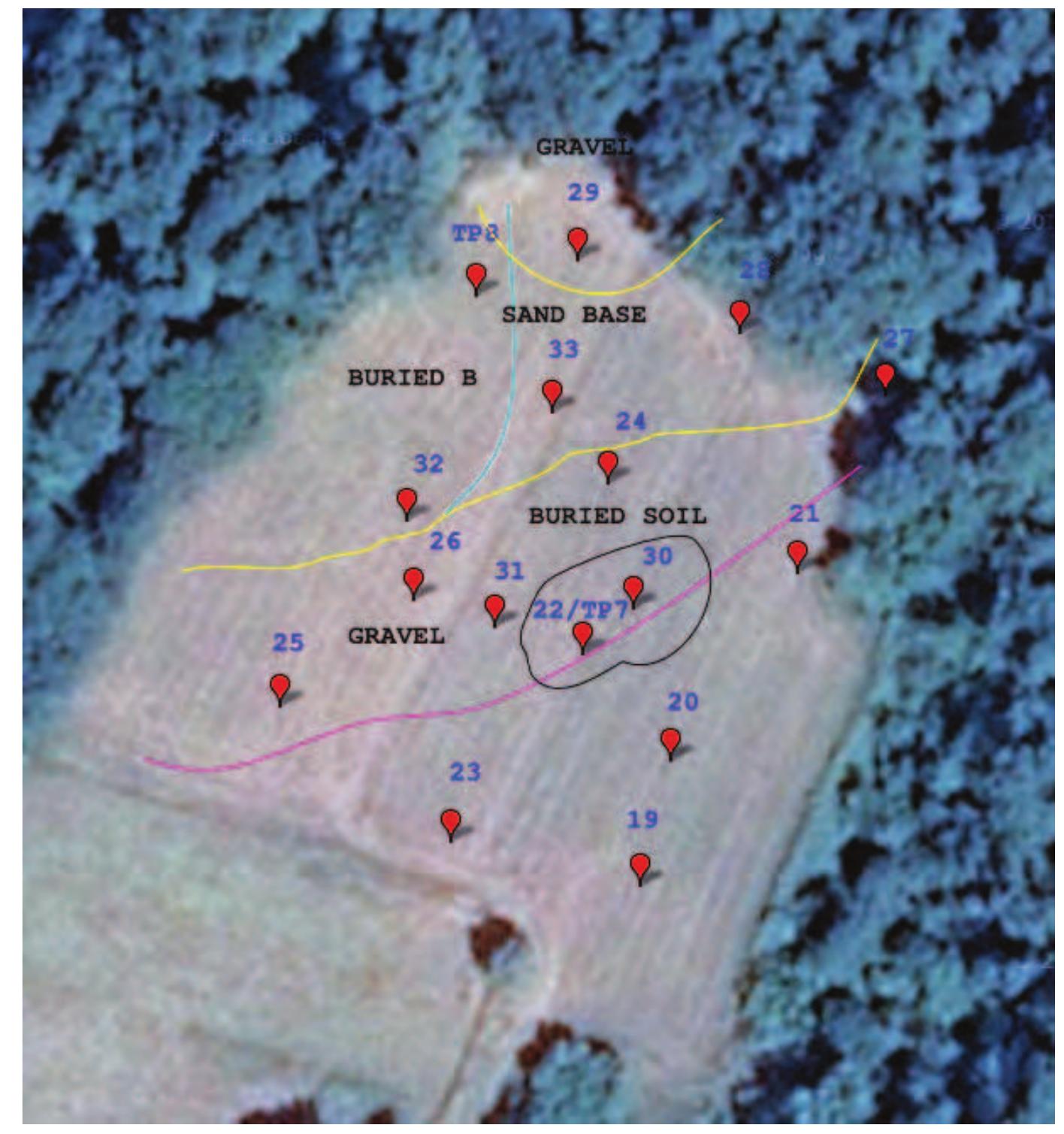 Slika 42: Laminci Jaruzani Njiva, y0zicija busotina  Figure 42: Laminci Jaruzani Nji- va, location of boreholes 