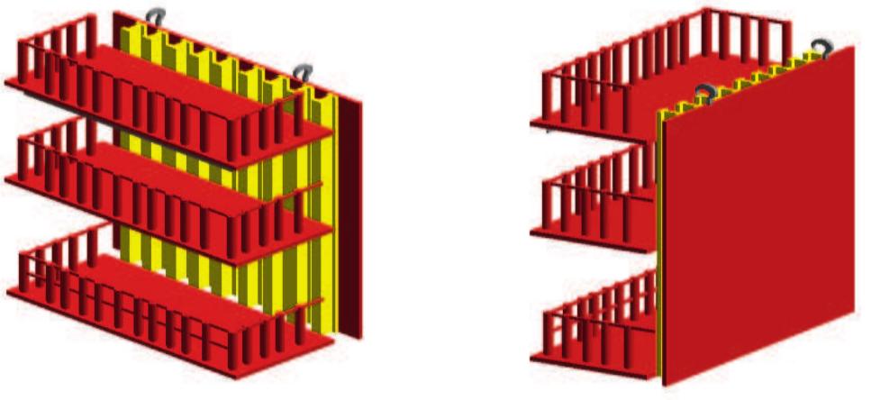 Conventional Risers Form Work (a) conventional formwork system; (b) system formwork.