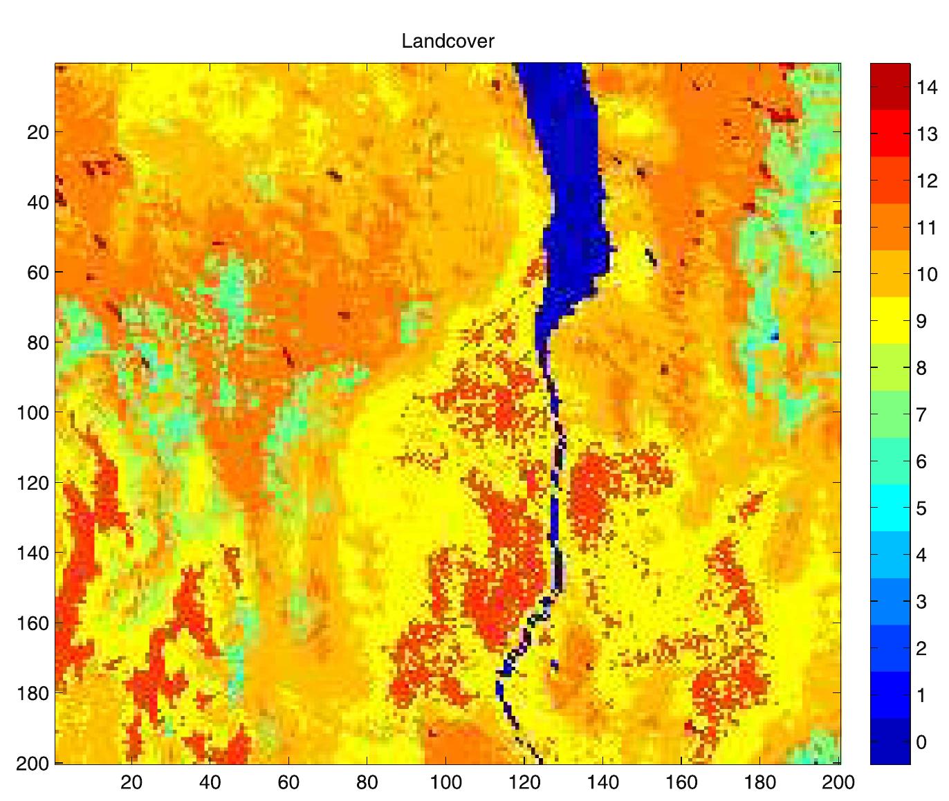 Fig. 2. The border between Northern China and Mongolia, showing extensive overgrazing (ovals) on the southern side of the border (China). (Landsat image). 