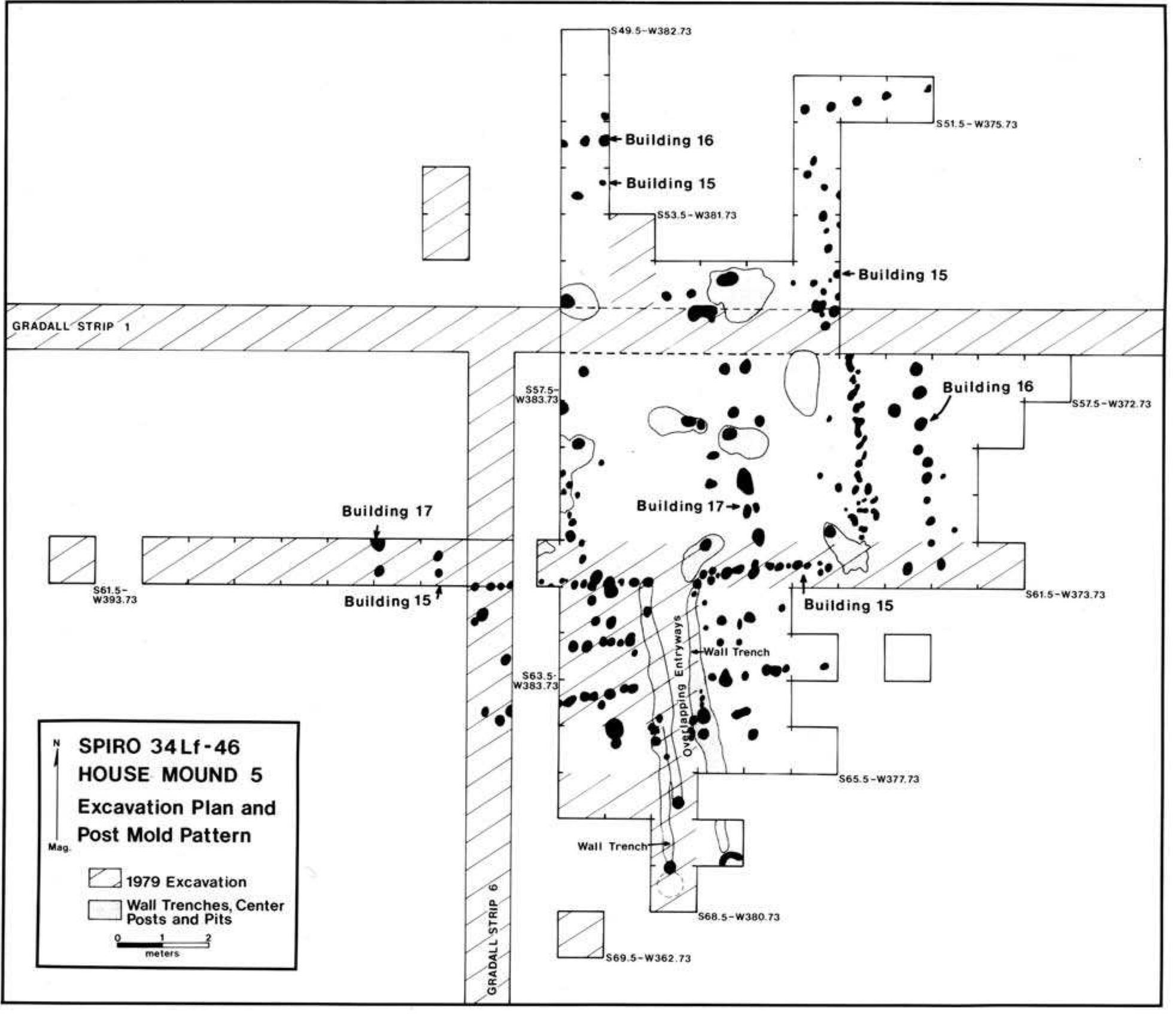 FIGURE 1.3. Excavations at House Mound 5S at the Spiro site. Adapted from Rogers (1982:13) with permission of the Okla- homa Archeological Survey. 