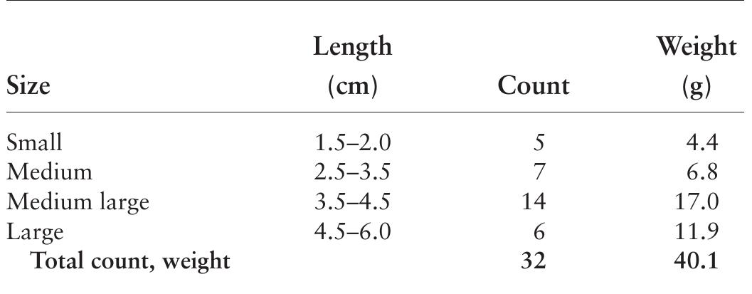 TABLE 7.7. Frequency and characteristics of tubular copper beads. 