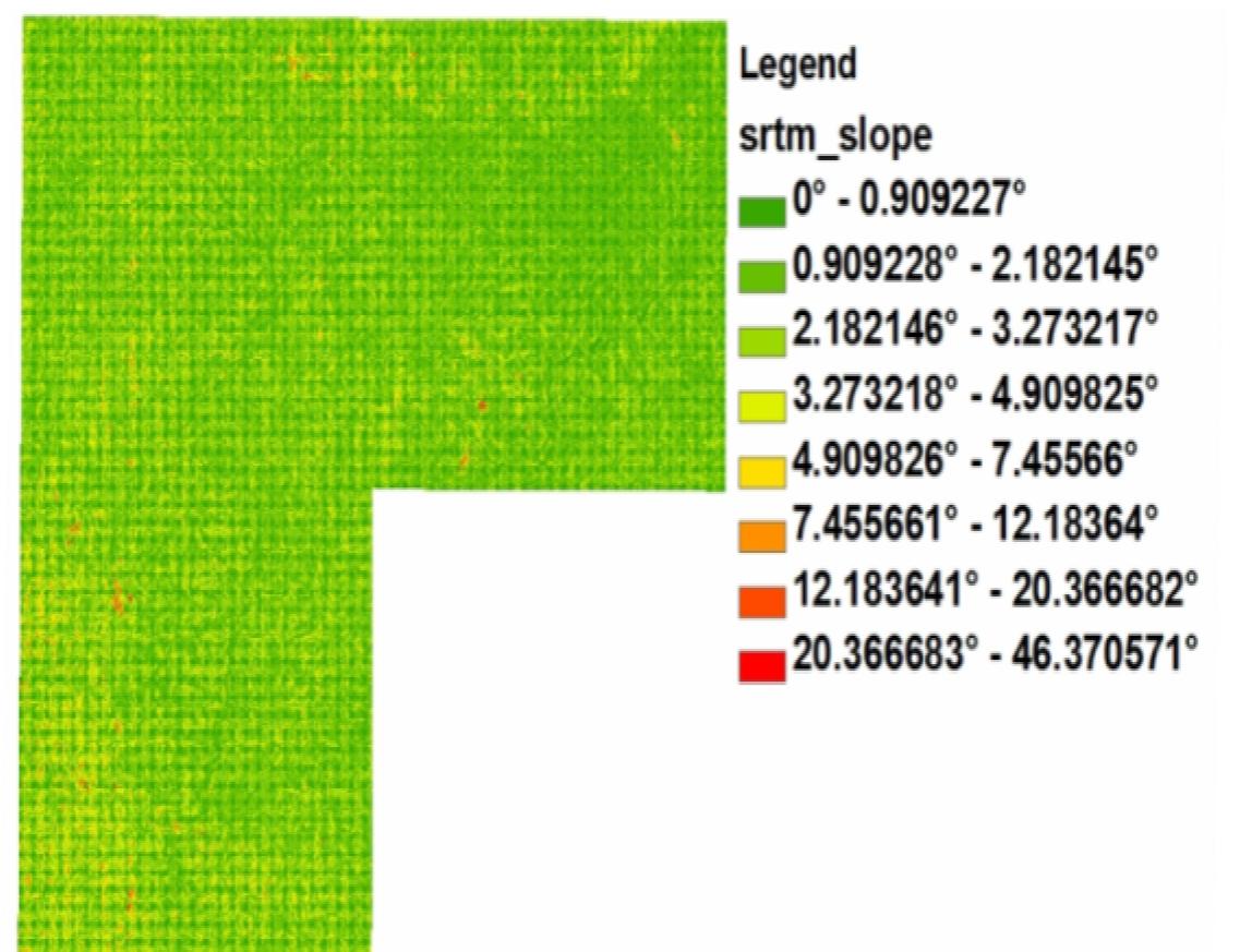Figure 7.0: Slope map of SRTM 