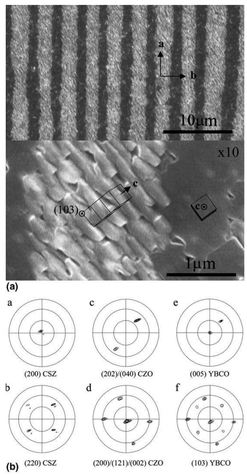 1. (a) sem image of a ybco film deposited on the surface of