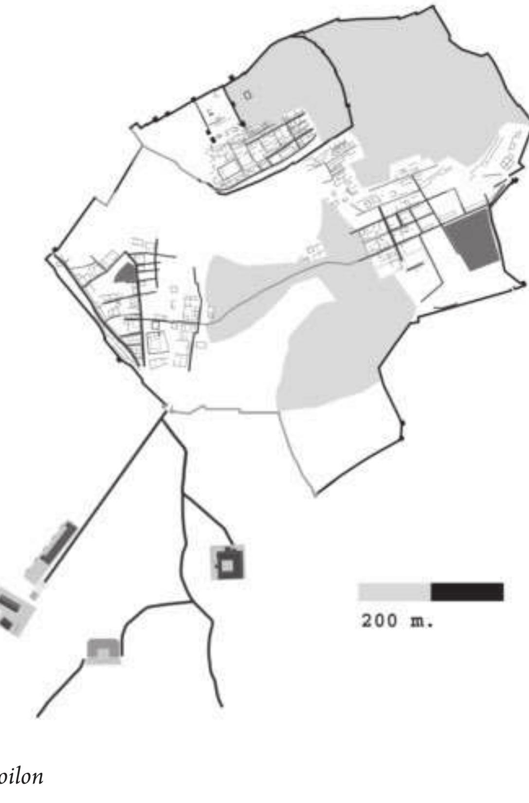 Since the main layout of the koilon was believed to be  establish the outer limit of the western part of the koilon  of the koilon was not found. It was observed, however,  consuming due to the sloping nature of the terrain. A 