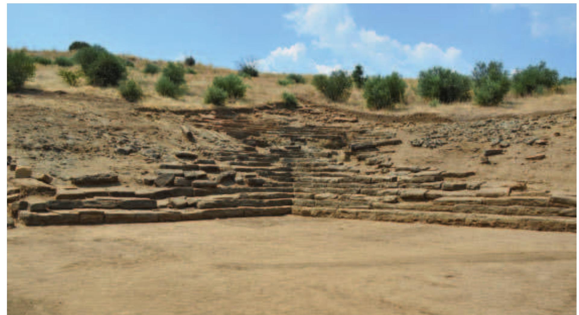 Fig. 3. Areas of bedrock between the rows of seat-blocks in the koilon. 