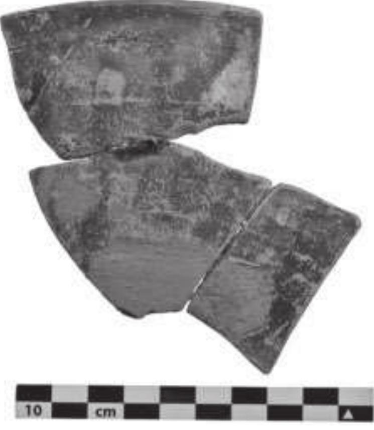 Fig. 8. Four joining fragments of a cup from the water ba- sin (Find. nos. 10796.1, 10092, 107924). 