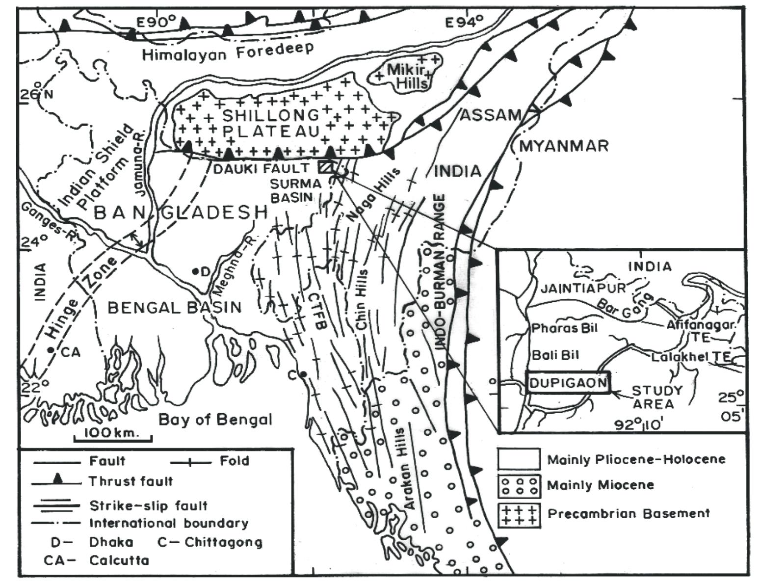 Regional tectonic map showing tectonic elements of the