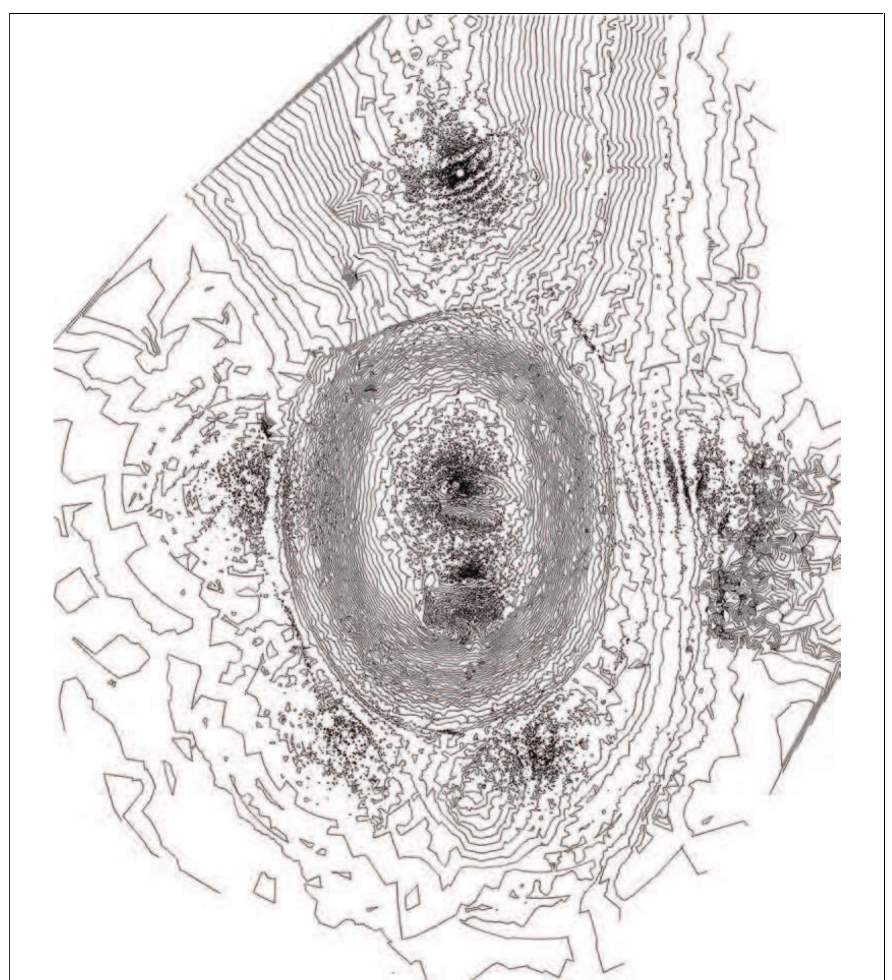 Figure 13. Stoenesti-Mdagura Tangdru (Giurgiu County). Topographic unprocessed (raw) data resulting from the 3D /aser scan (equidistance 0.20m). 