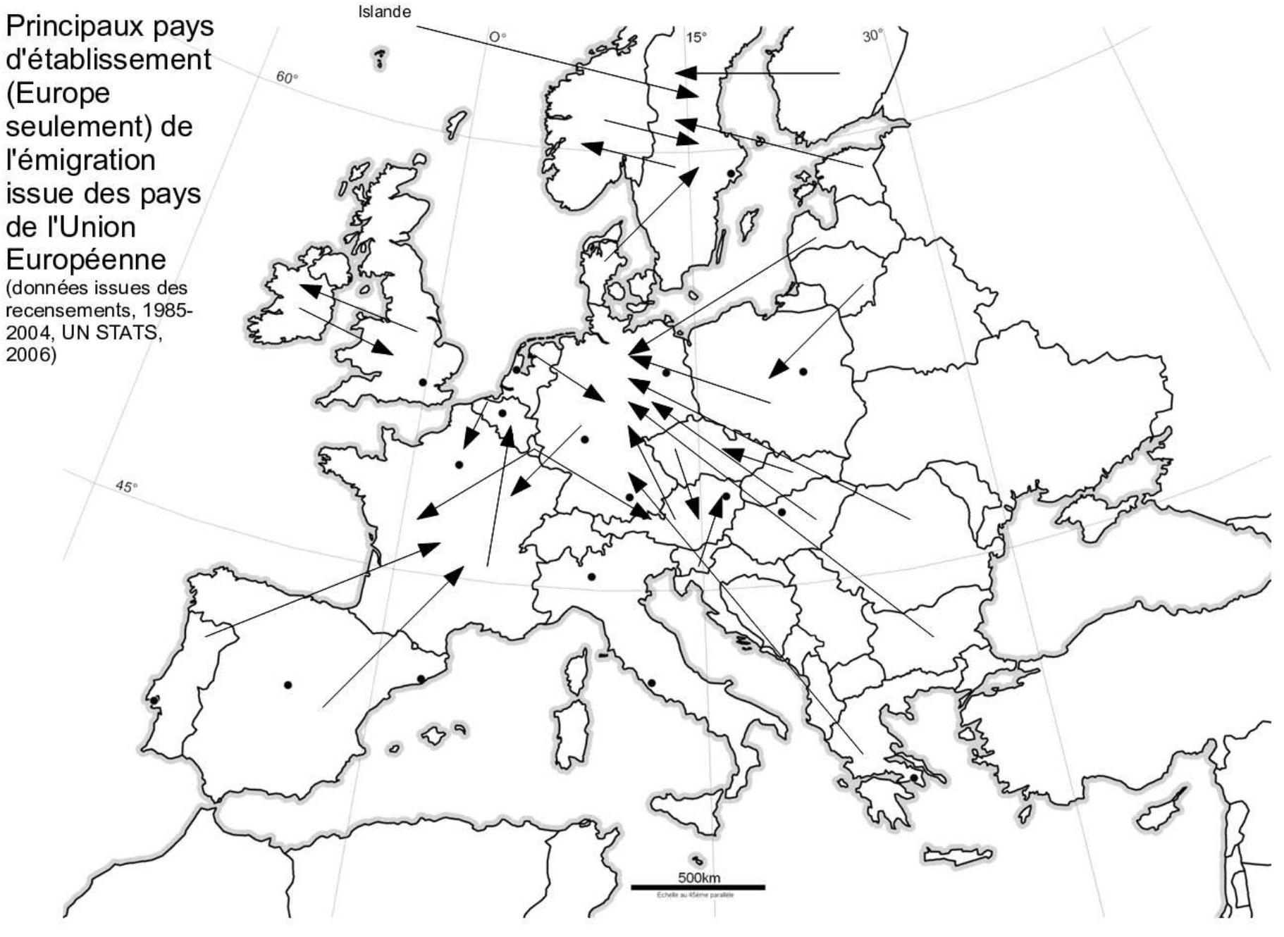 Taking a look at those maps, three main features can be underlined, contributing to explain the directions of those migratory routes. First, we can ascertain the existence of regional sub-systems constituted by multiple population exchanges and transfers between small numbers of countries. In the second map, it appears very clearly that some countries could be qualified as magnets, and act as barycentres of those sub-systems. The second main migratory route is formed by the relationship between ex-colonizing powers and their ex-colonies. Finally, a third type of mobility is related to migration policies implemented by the State towards the refugees and the guest workers. 
