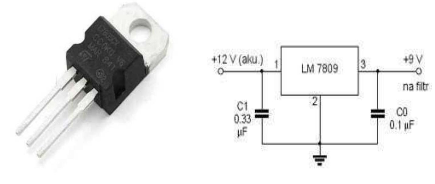 Pin out diagram of an lm7809 regulator
