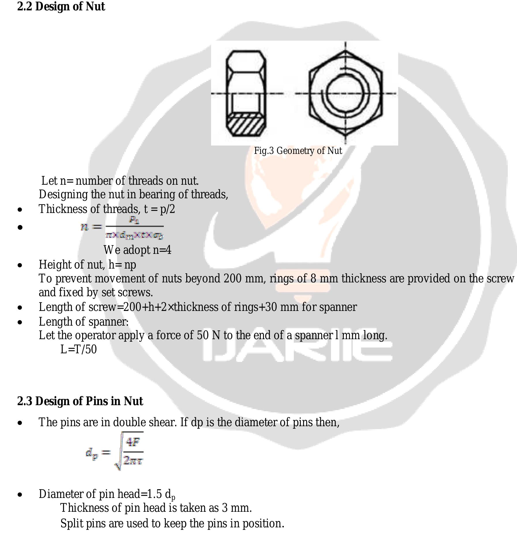 Figure 4 - Design and Standardization of Scissor Jack to
