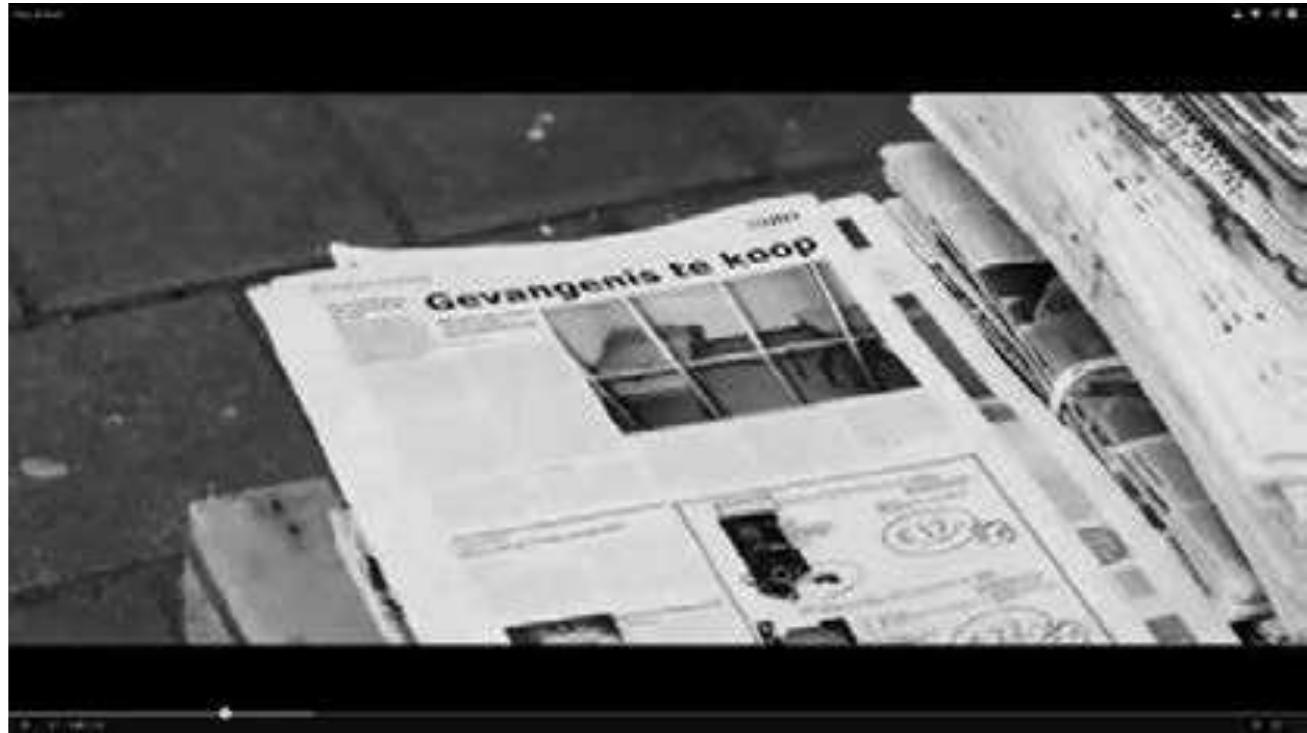 Fig. 19: “Prison for sale”, still from Kop of Munt, YouTube video uploaded by MUNT (October 20, 2009) 