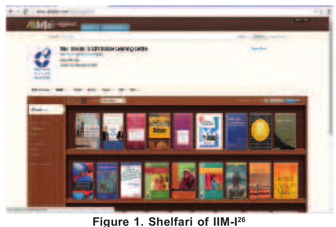 Only IIM-I library is using Shelfari?®, a social cataloging website for books, for newly added books in the library. It is updated on the daily basis, and a link of it has been provided on library web page ‘New Arrival’ (Fig.1). Shelfari?? was founded by RealNetworks alumni and launched on 11 October, 2006. IIM-L provides the service as ‘Current Additions’ on the monthly basis providing bibliographic details of books.  