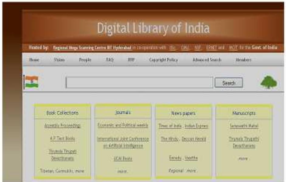 Figure 4. Web page of digital library of India 