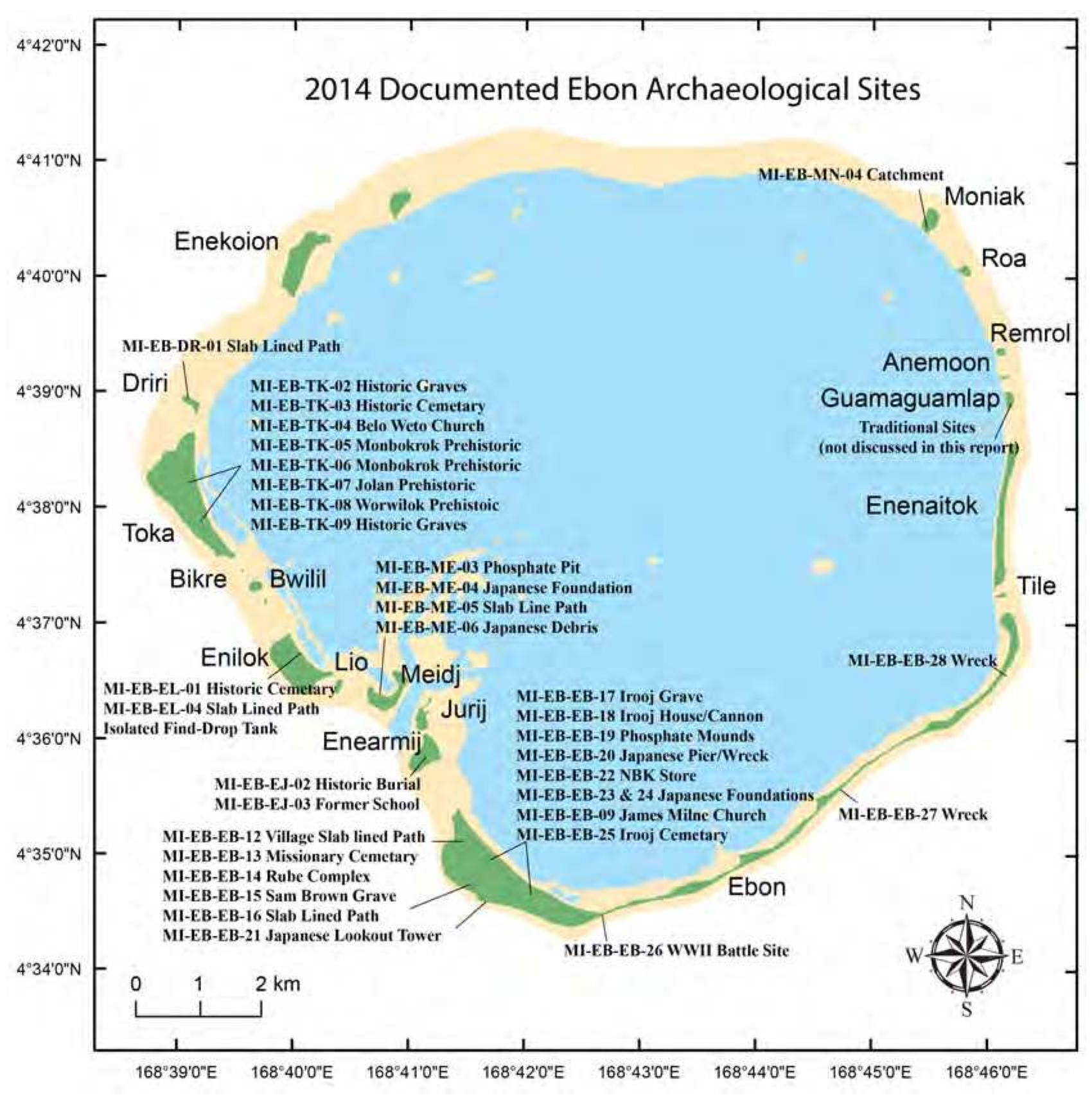 Map shows the location of archaeological sites assessed