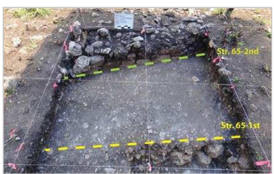 Figure 6. Final two versions of Structure 65’s eastern edge showing change in orientation. 