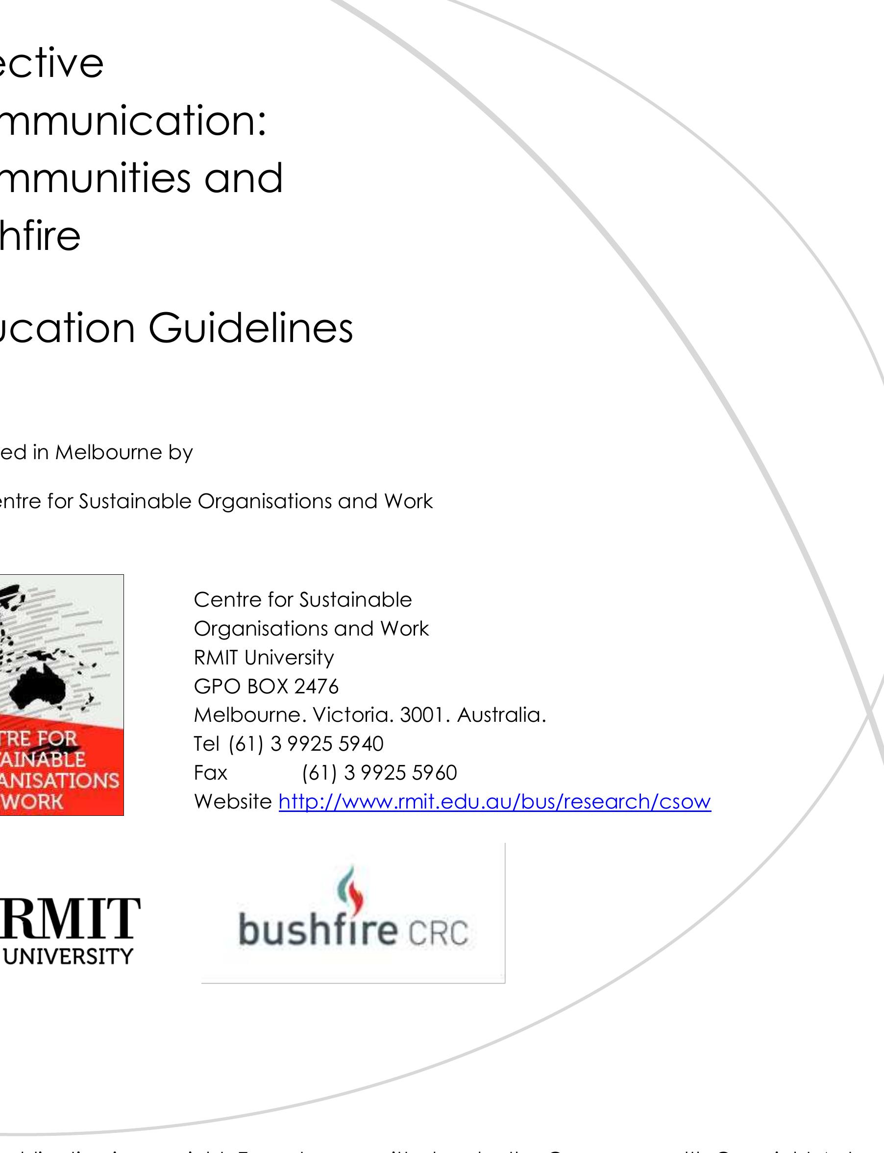 (PDF) Effective Communication: communities and bushfire - Engagement ...