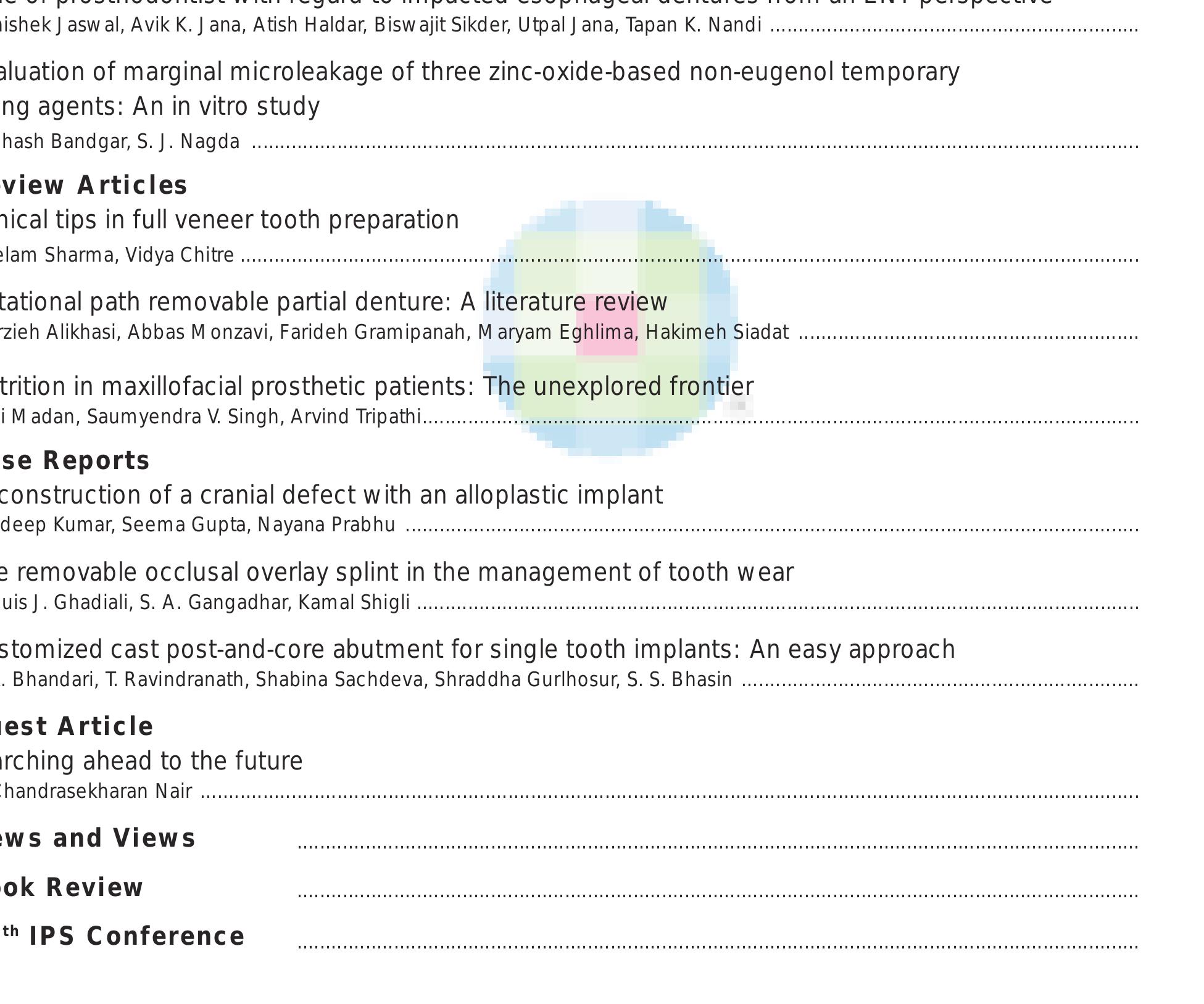 Table 1 - The removable occlusal overlay splint in the