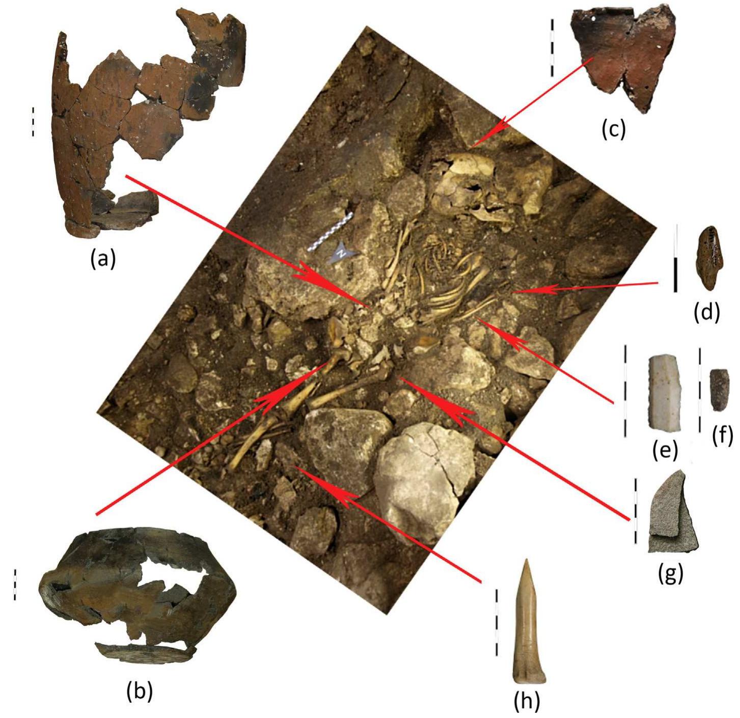 Following the funerary units, a sequence of prepared floors
