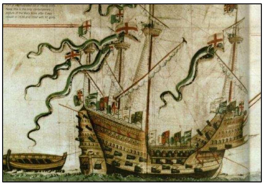 FIGURE 5-2. Illustration of the Mary Rose by Anthony Anthony in 1540s (after Lavery 2010:94) 