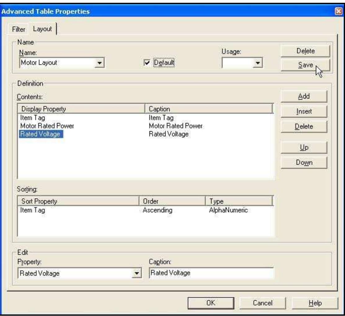 To create a new layout, type its name, and add properties as