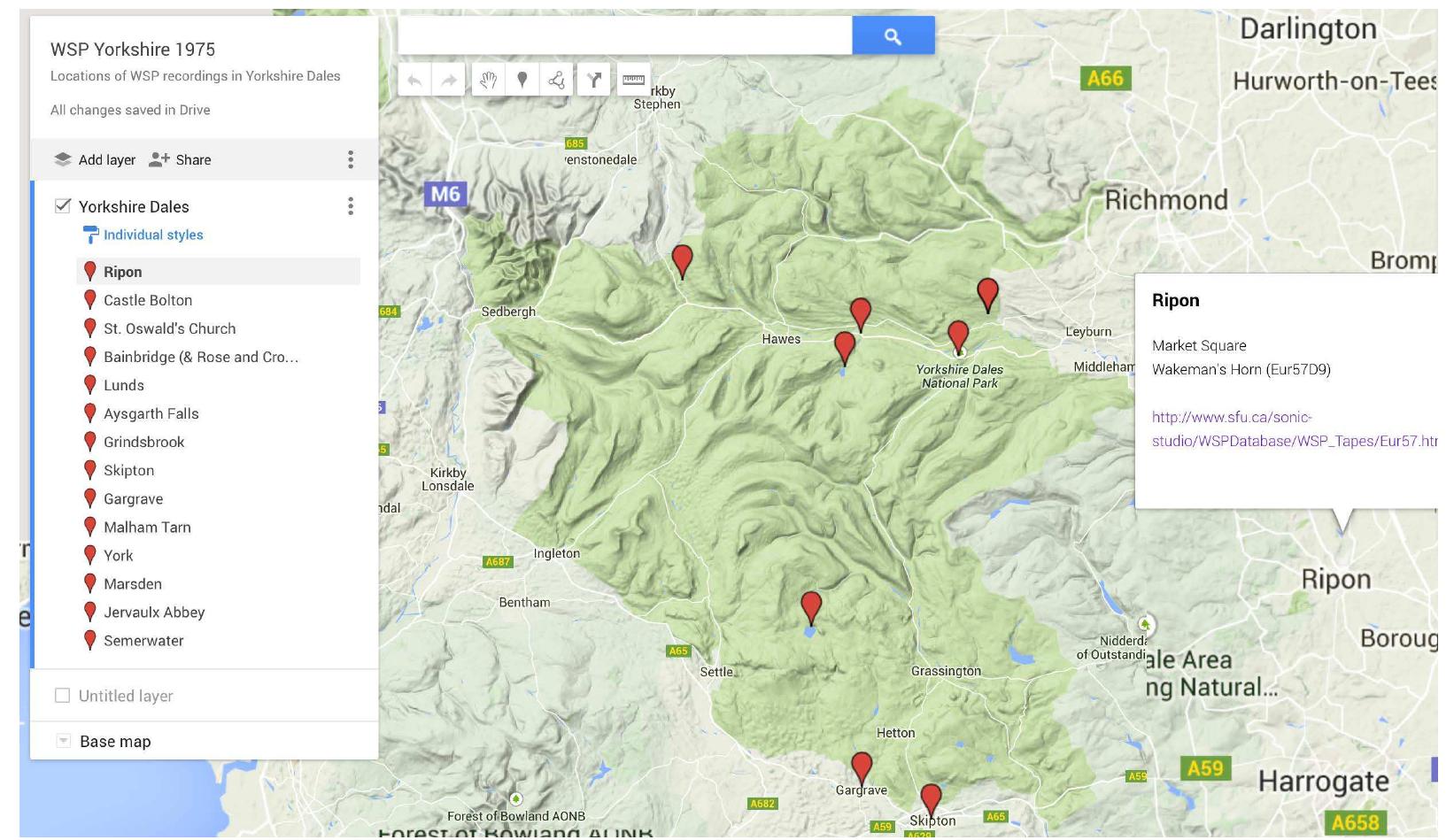 Soundscaping Map (PDF) Notes on the Yorkshire Soundscape Project (2014-5)