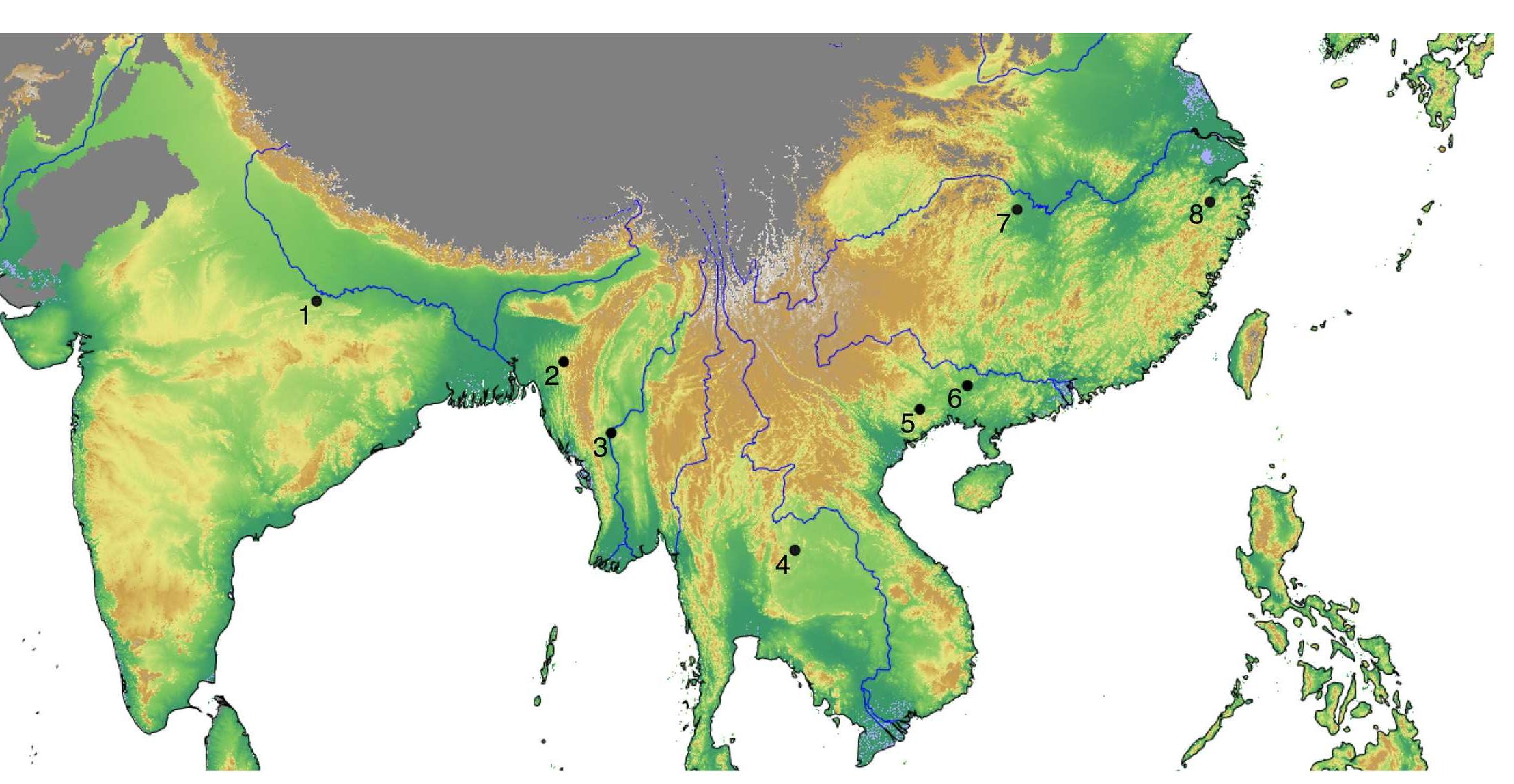Mahagara Map of the rice archaeological database version 2.0. sites