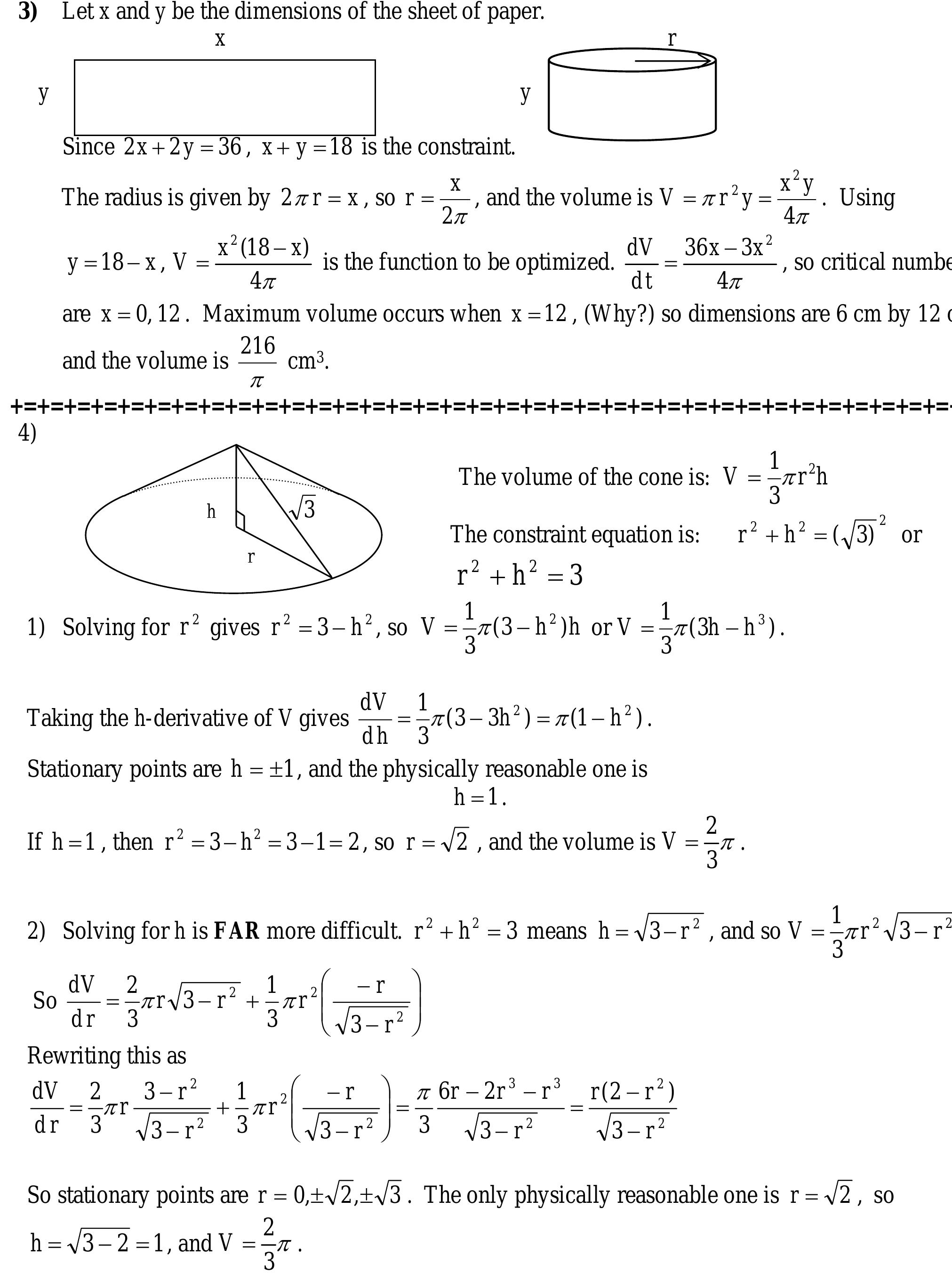 (PDF) Calculus 1 Optimization Problems