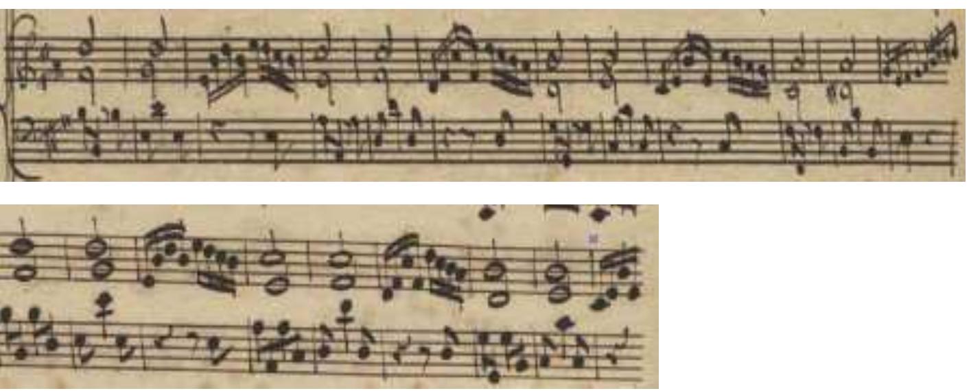 The last difference is found in bar 91 where an ornament is writen in the bass line in Copyist B version and not in the Grundig version: 