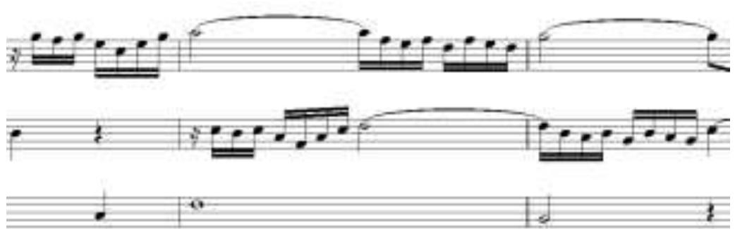 RV 60, I, bb. 11 — 12. Homophonic texture in upper voices:  Anonymous sonata, bb. 15 — 16. Dialogue (Basso with long values):  These similarities are not only related to the compositional tools used and its organization, but also with the musical material itself. Those concordances are quite obvious in the RV 60: 