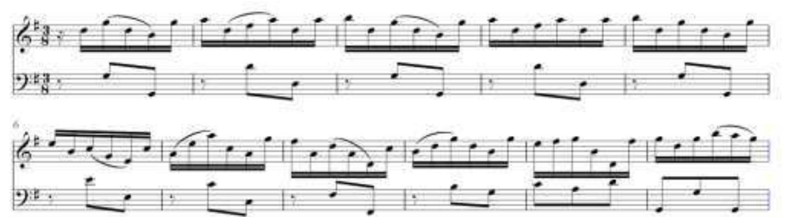 Anonymous trio sonata, Solo violin section,3/8: 