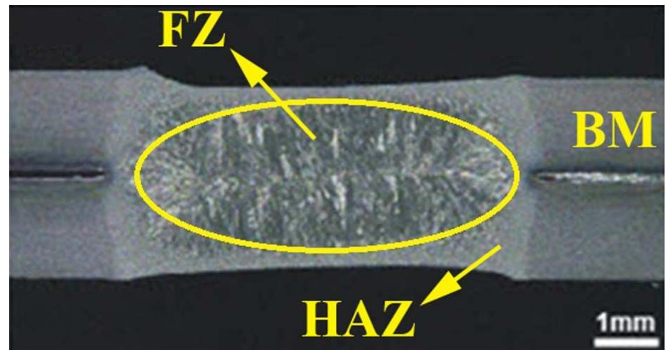 Macrostructure of weld cross-section is shown in figure 4.