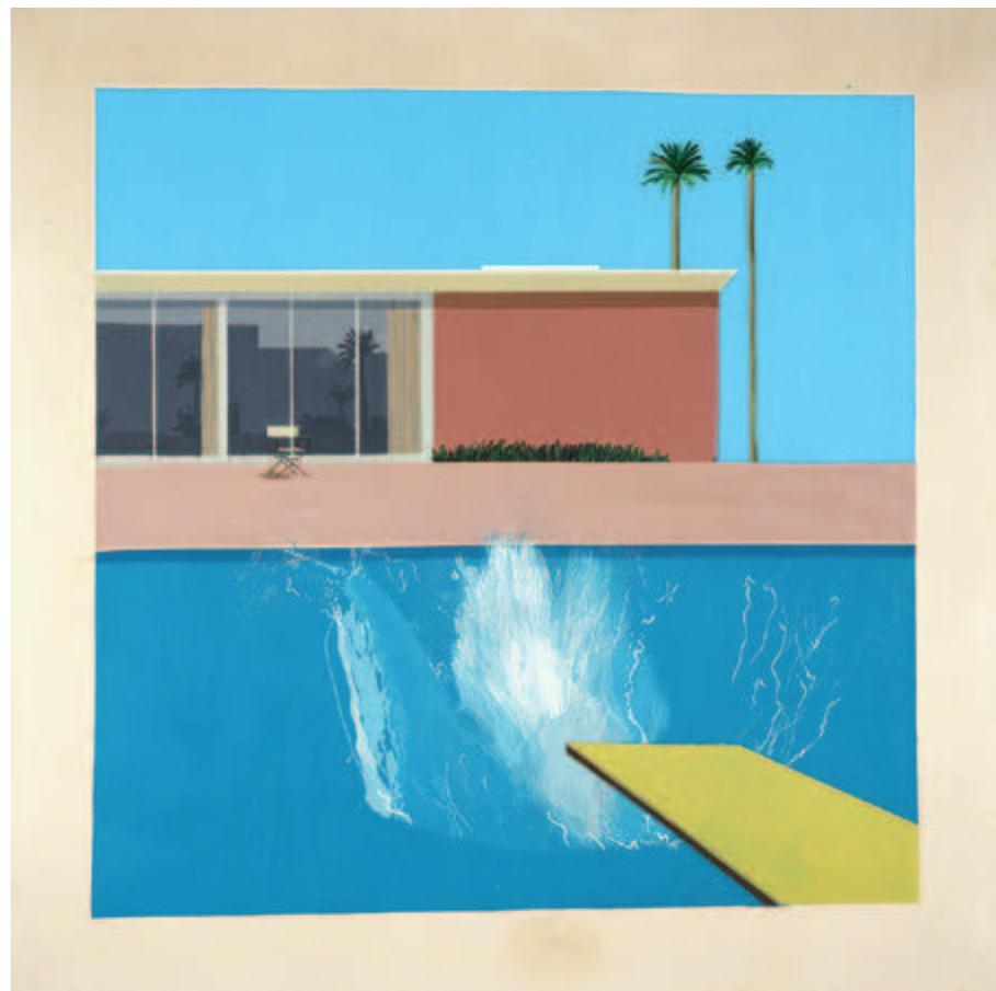 David Hockney, A Bigger Spiasn, 1967 Acrylic on canvas | 9696 inches | Copyright David Hockney Courtesy of Collection Tate, London 