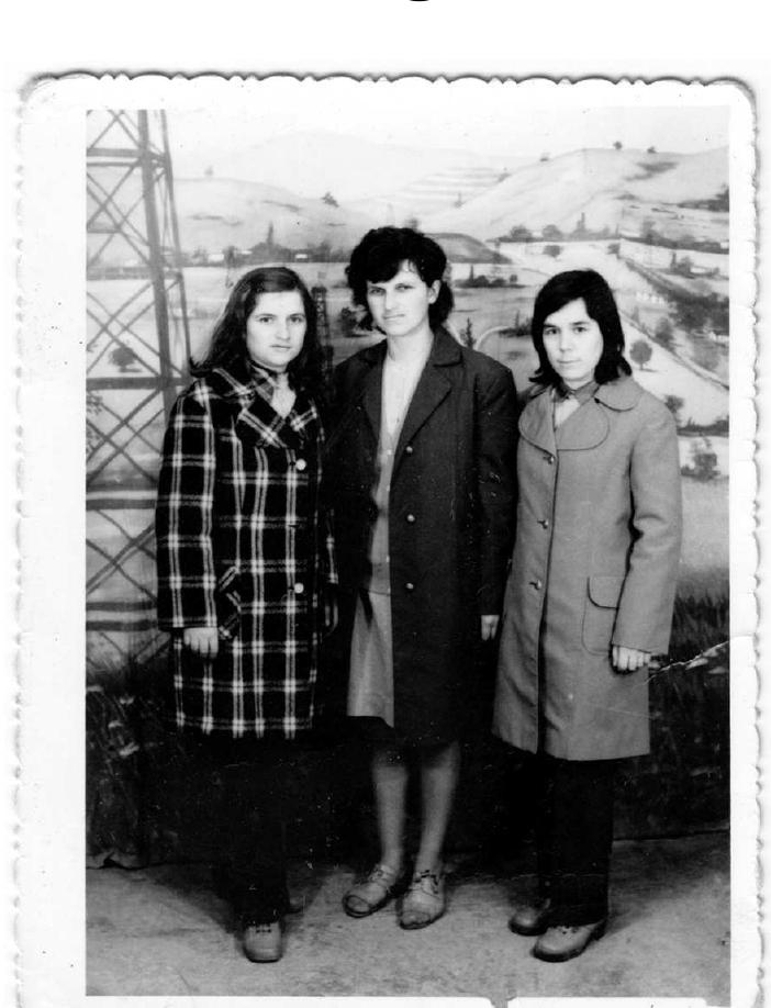 Fig. 1 Two young workers of the Mao Ce Dun textile factory, Berat, one of them with her sister. This picture was taken in a public photo studio in the early 1970s. Note the painted cloth in the background and the derricks which illustrate the region’s economic development. The two workers came from villages of South- Eastern Albania and started work as pupils of a technical school located in the factory.  ALLY SUWLELLIOL SUNIL.  In fact, both “biography” and family photography can be seen as narratives. Each one in its own way, they create the unity of individual or family stories and give them a social meaning. At the same time, both are related to the political context of Socialist Albania: the political criteria of biography is an instrument of control and repression, while family photography, as we have just seen, exists within or in opposition to the nationalisation of photography as a will to control the production of images. Thus, looking at family photographs in Socialist Albania offers a perspective on three sets of relationships which are generally studied separately, but should be analysed together: the state and photography, with the definition of propaganda photography; photography and the family, with the family function of photography, and finally the family and the state, with the use of family background and family liability by the authorities.  