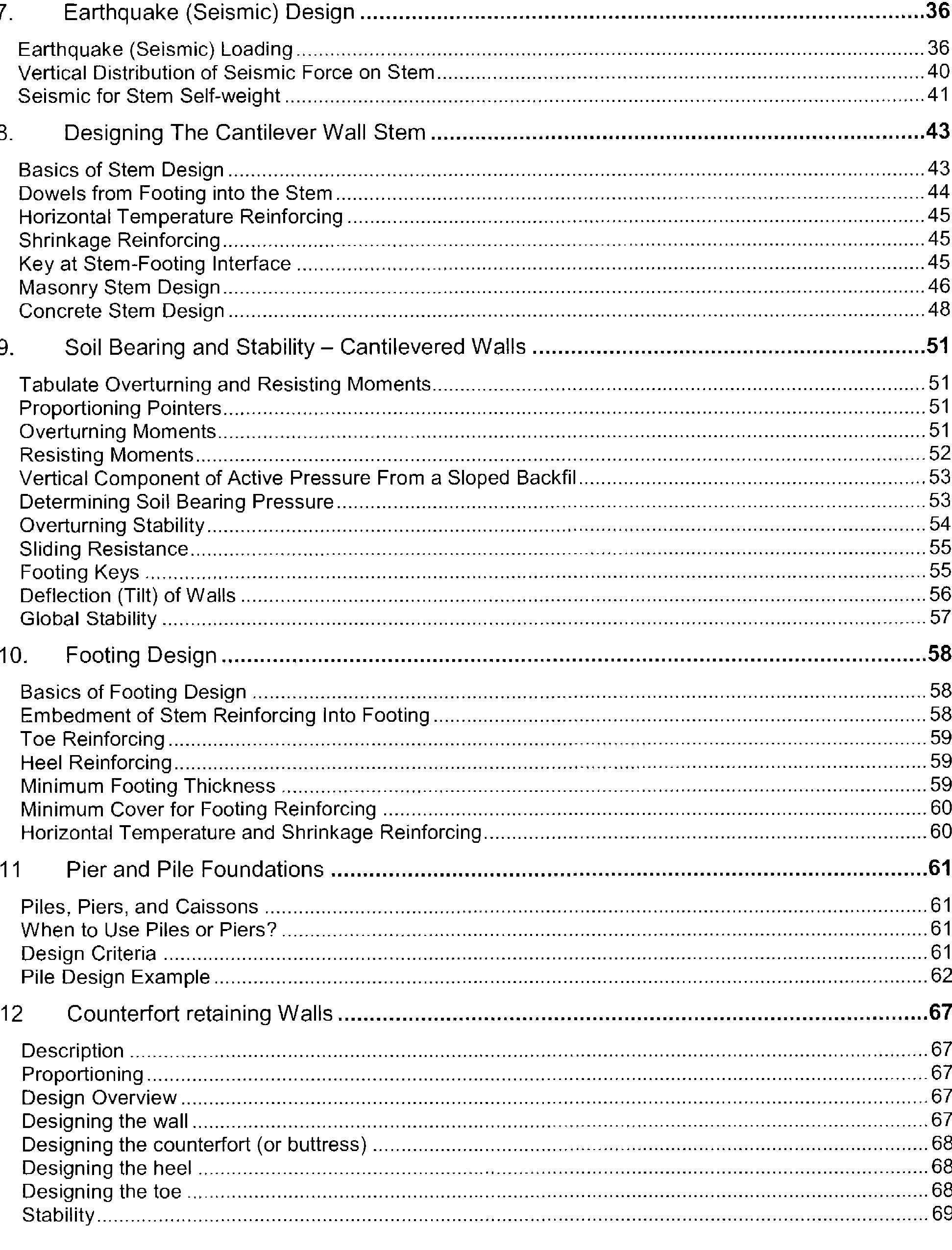 Table 2 - Basics of Retaining Wall Design - by H Brooks