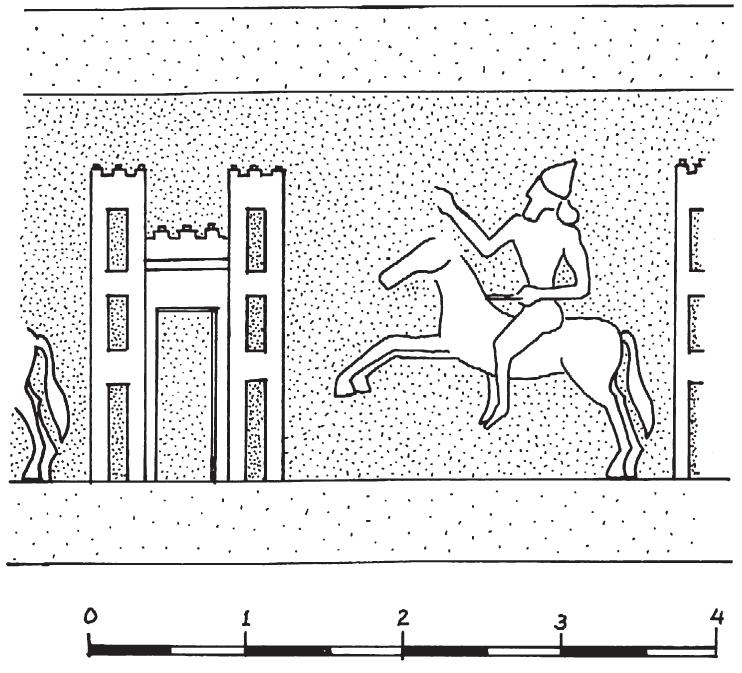 Fig. 12: The seal (imprint) of Illi-pada (courtesy F.A.M. Wiggermann). Fig. 11: A New Kingdom statuette of a horseman (after Hayes 1959, 313, fig. 159; drawing by the author).