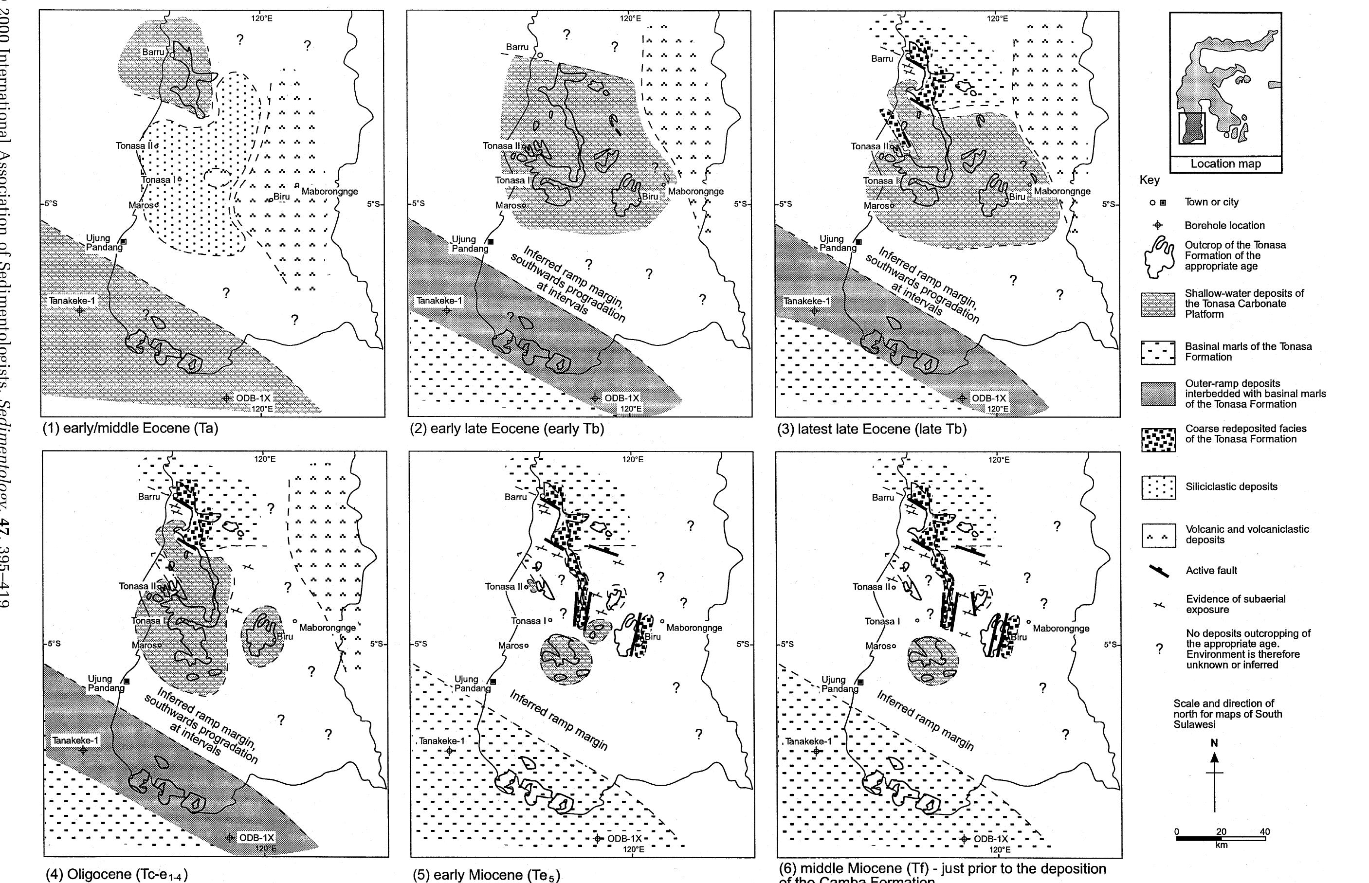 Simplified palaeogeographic maps of south sulawesi from the