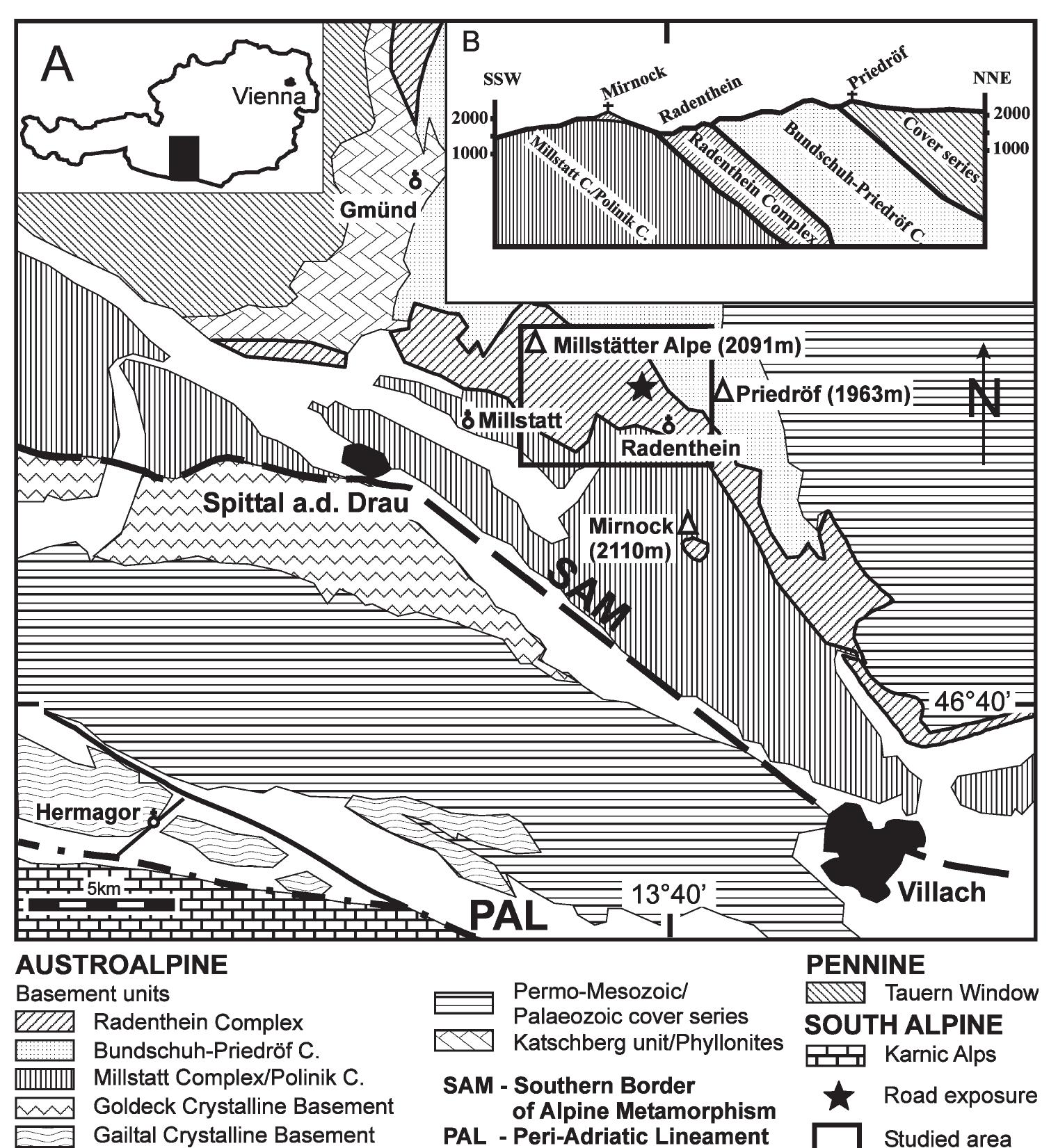 Simplified geological map and cross section of the
