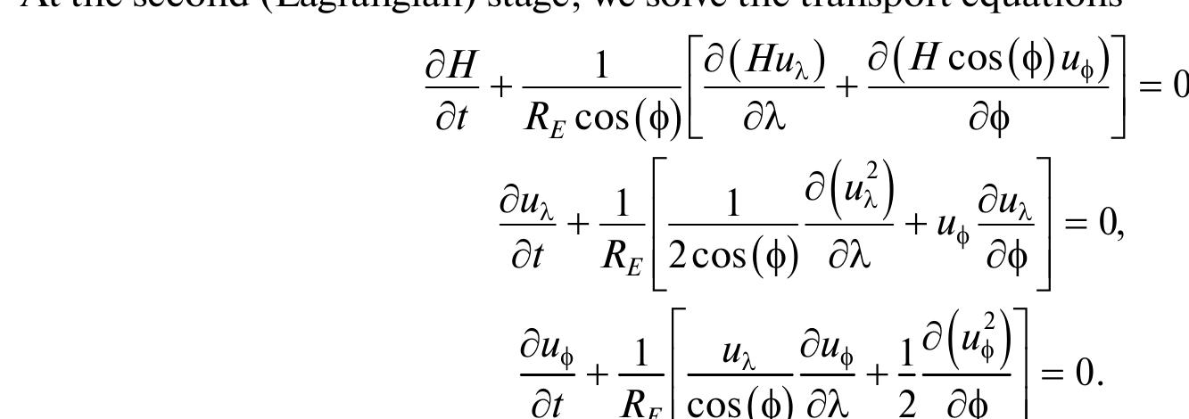 At the second (Lagrangian) stage, we solve the transport equations
