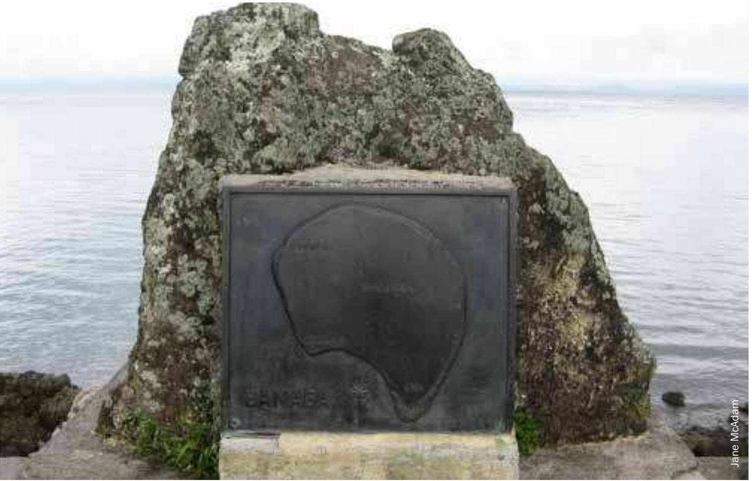 A monument on rabi island (fiji) showing a map of banaba