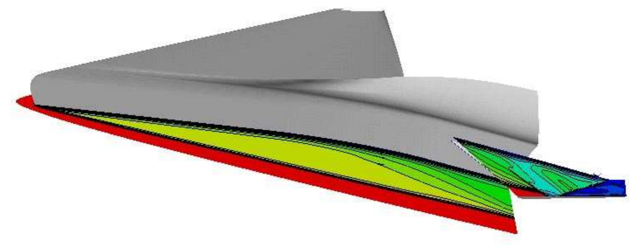 Strutjet Engine strut structural model showing deflection contours at
