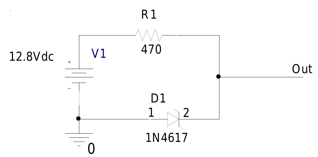 Schematic of zener diode circuit after implementing the
