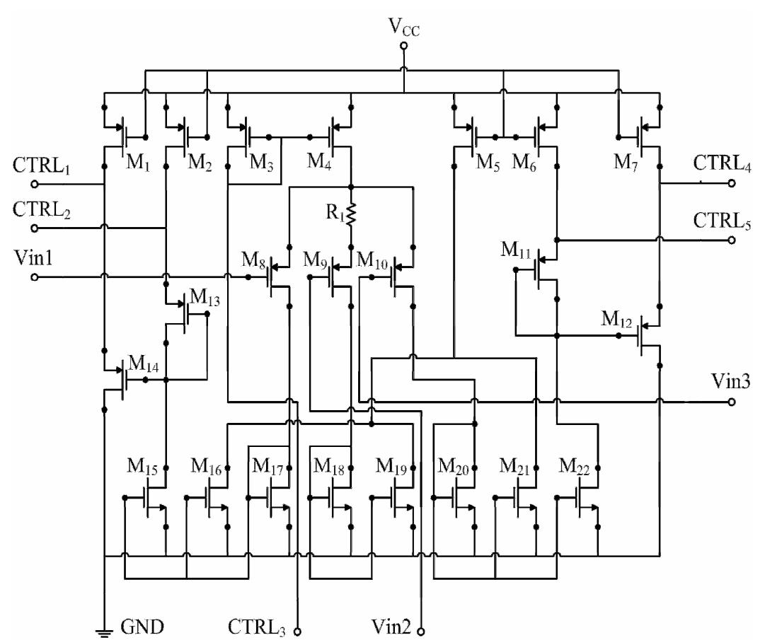 The designed tia circuit schematic at transistor level.