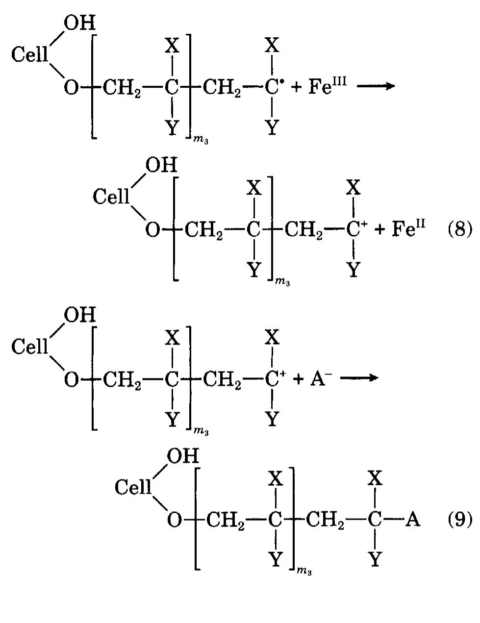 Termination of the growing grafted chain radical may also occur via the electron transfer mechanism!*  (8 and 9). 