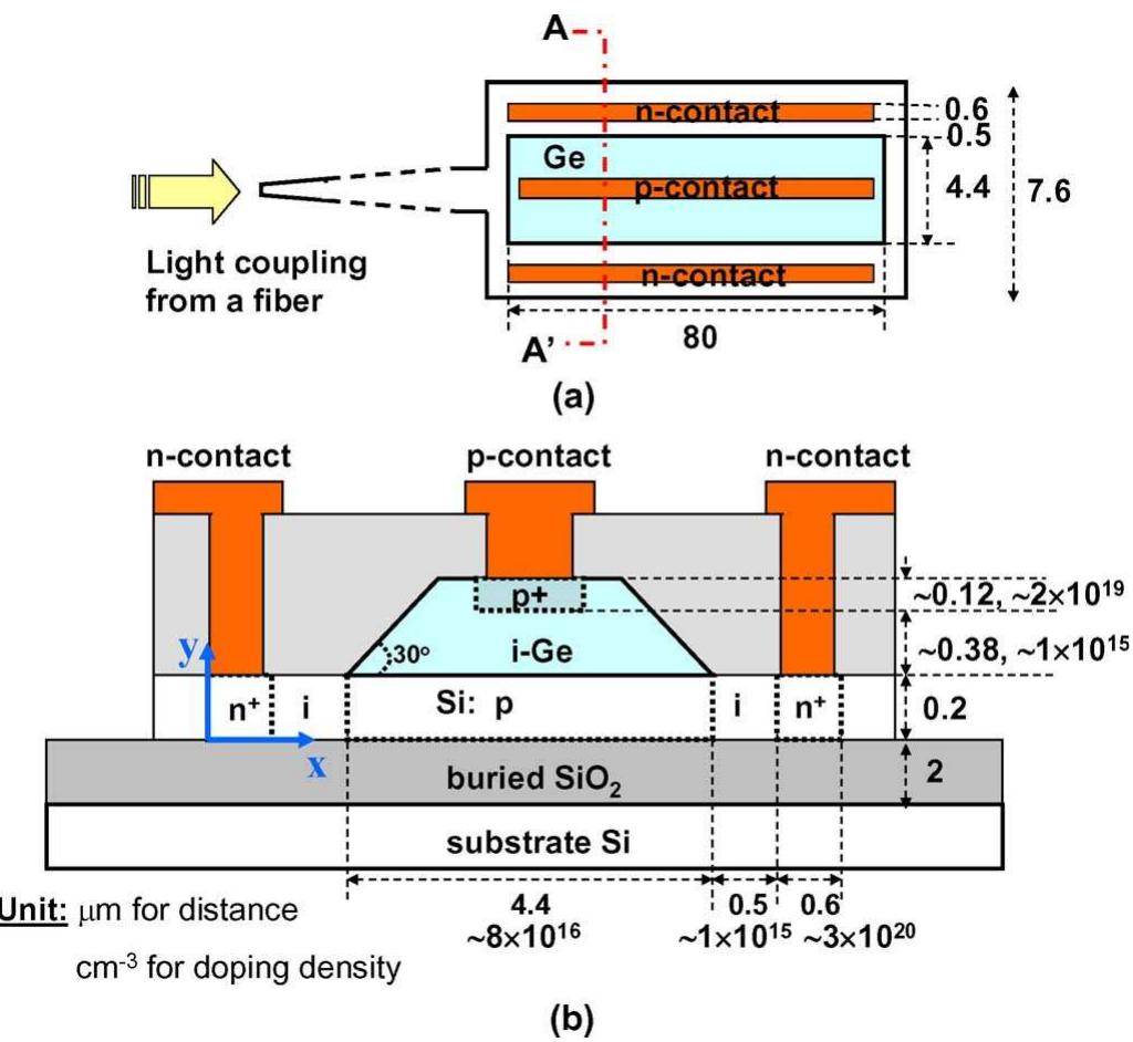Schematic (a) top and (b) cross-sectional views of the