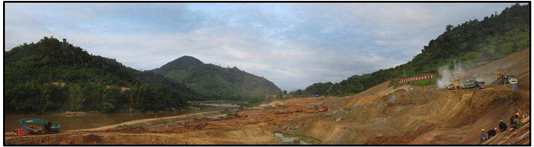 From our meeting at the Luang Prabang Province Department of Energy and Mines earlier in the day, we knew the province had not seen the project’s Concession Agreement either and therefore knew little more about compensation details than the villagers. Perhaps because of these challenges, that meeting had also been successful. We received a positive response from the provincial departments, and the Department of Energy and Mines promised to assign staff to work with us.  the Department of Energy and Mines promised to assign staff to work with us.  Image 2: The Nam Ou 2 dam construction site, December 6, 2012. 
