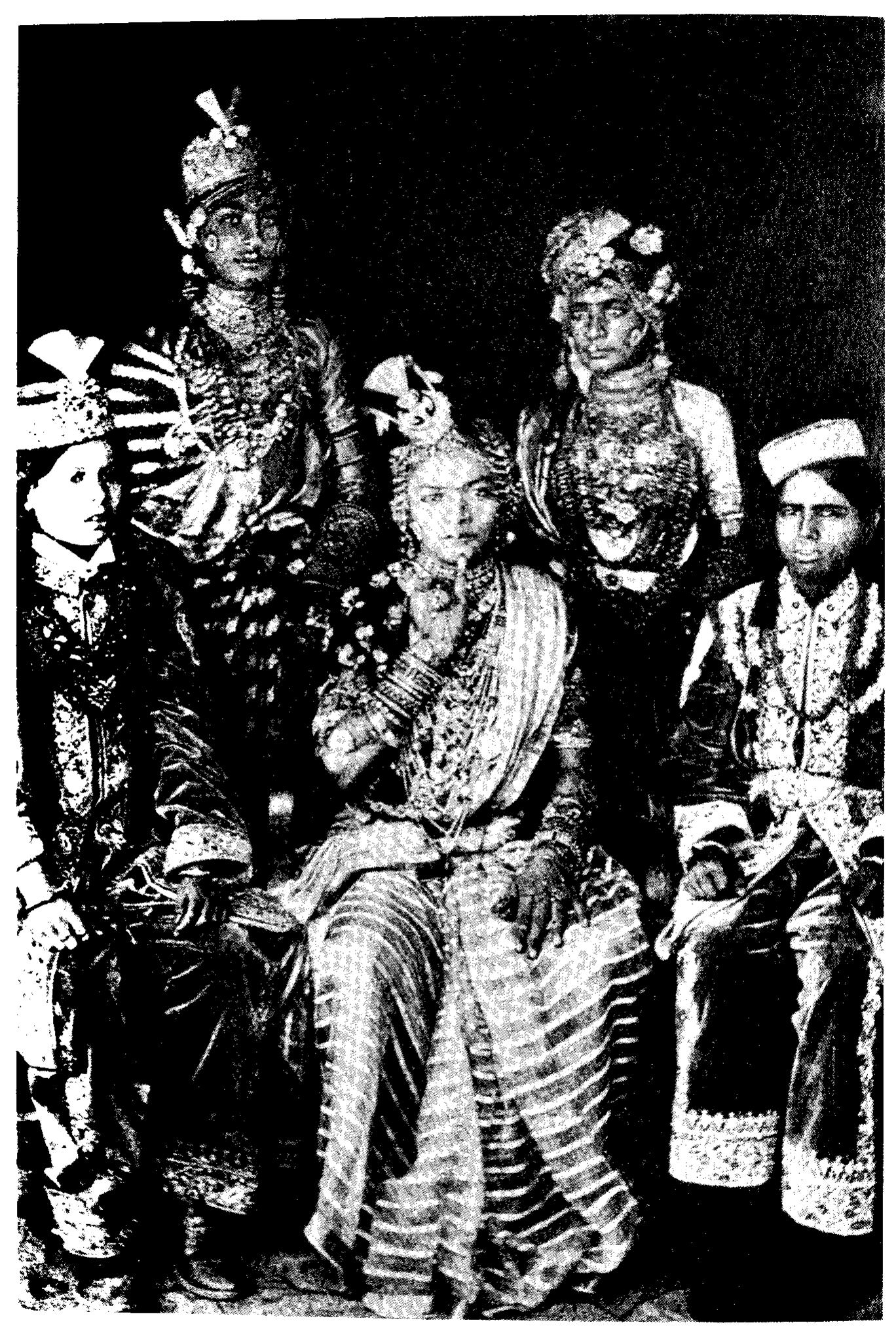 Fig. 7. The cast of the drama Bin Badshahzadi, a Svang of the late nineteenth  century. From William Ridgeway, The Dramas and Dramatic Dances of Non- European Races, 1915. 