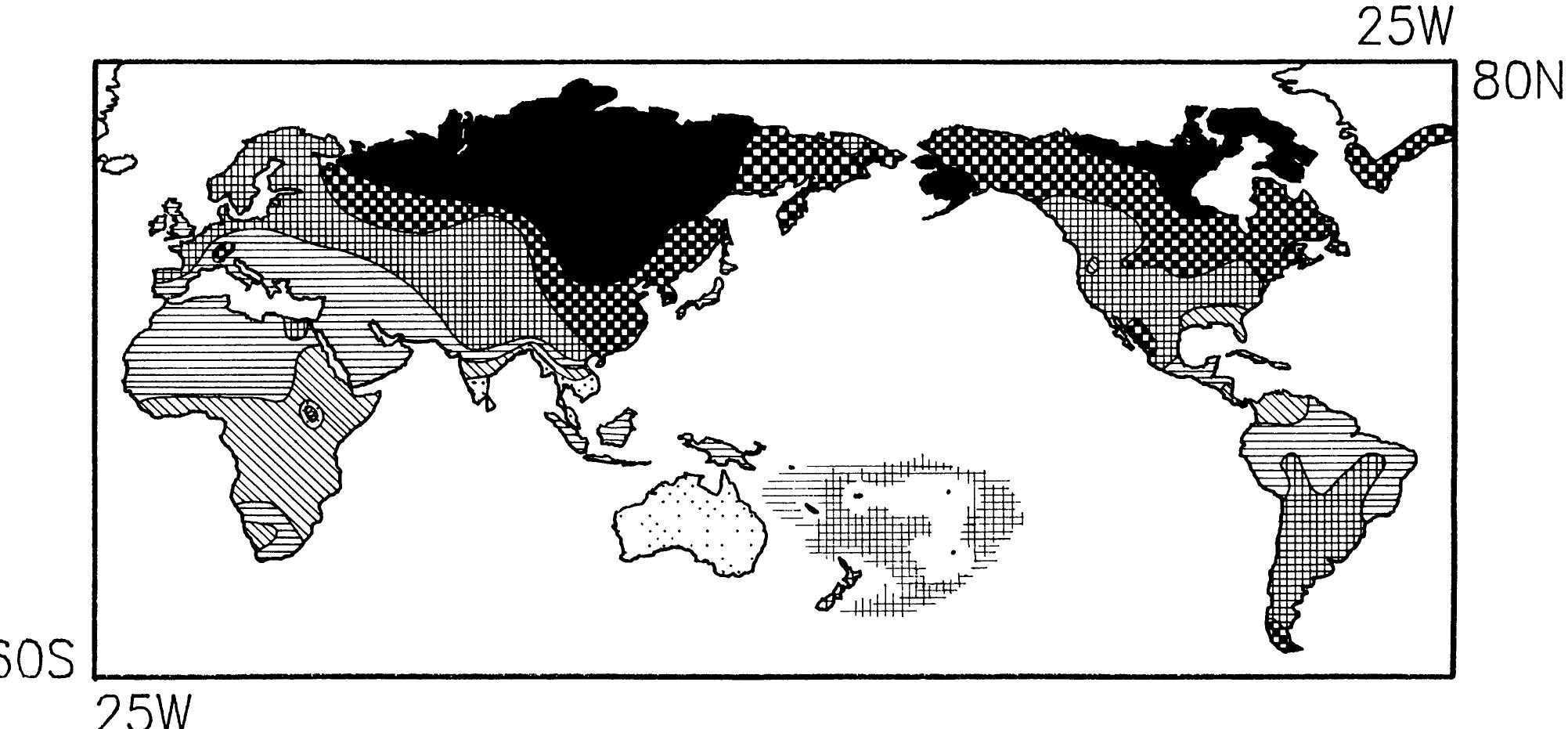 Fic. 4. zones of predominant types of climatic stress.