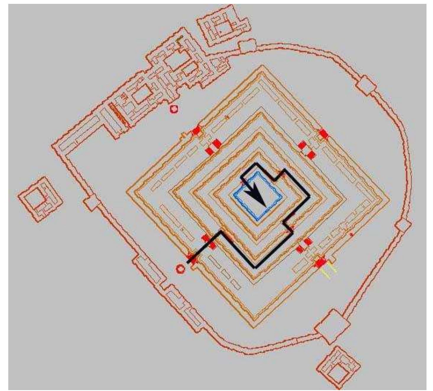 Fig. 12: The course from the entrance on the south western side to the shrine on the top of ziqqurrat. 